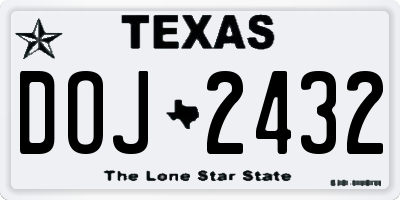 TX license plate DOJ2432
