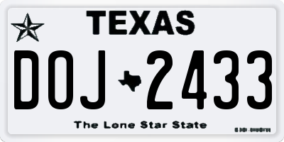 TX license plate DOJ2433