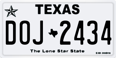 TX license plate DOJ2434