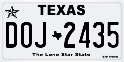 TX license plate DOJ2435