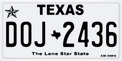 TX license plate DOJ2436