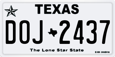 TX license plate DOJ2437