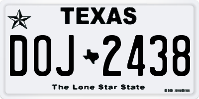 TX license plate DOJ2438
