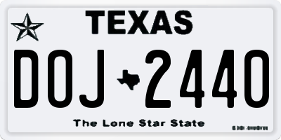 TX license plate DOJ2440