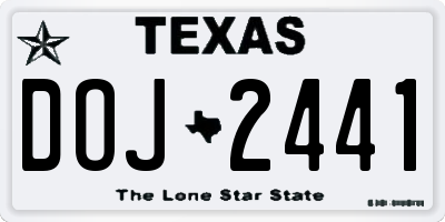 TX license plate DOJ2441
