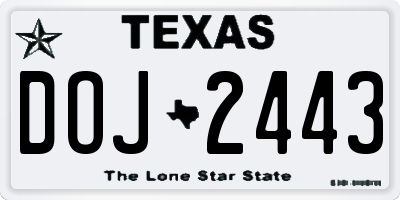 TX license plate DOJ2443