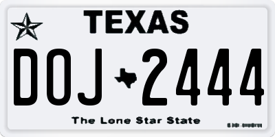 TX license plate DOJ2444