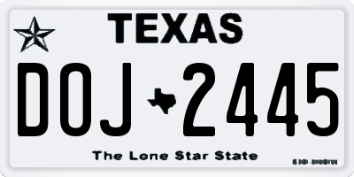 TX license plate DOJ2445