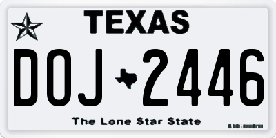 TX license plate DOJ2446