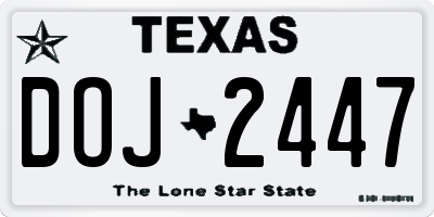 TX license plate DOJ2447