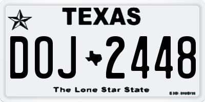 TX license plate DOJ2448