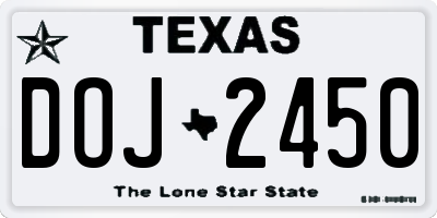 TX license plate DOJ2450