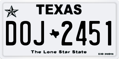 TX license plate DOJ2451
