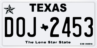 TX license plate DOJ2453