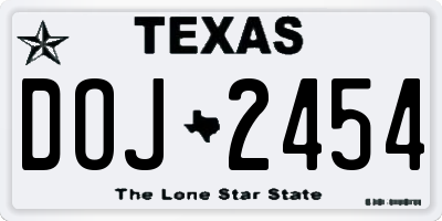 TX license plate DOJ2454