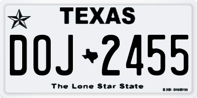 TX license plate DOJ2455