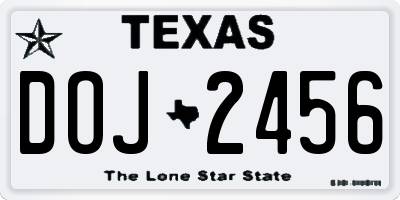 TX license plate DOJ2456