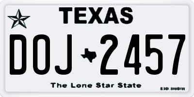 TX license plate DOJ2457