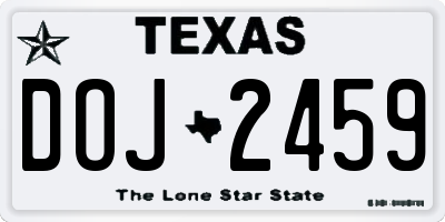 TX license plate DOJ2459