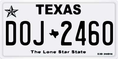 TX license plate DOJ2460