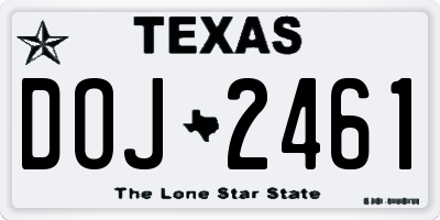 TX license plate DOJ2461