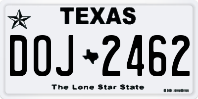 TX license plate DOJ2462