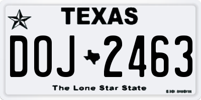TX license plate DOJ2463