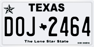 TX license plate DOJ2464