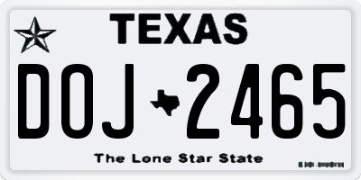 TX license plate DOJ2465