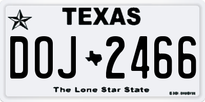 TX license plate DOJ2466