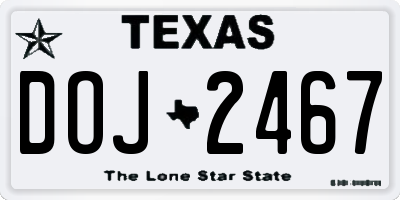 TX license plate DOJ2467