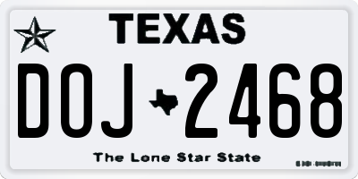 TX license plate DOJ2468