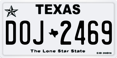 TX license plate DOJ2469