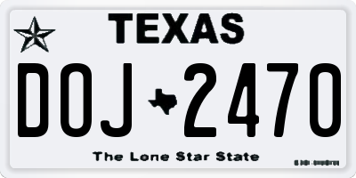 TX license plate DOJ2470