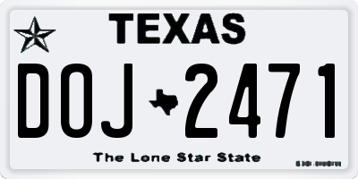TX license plate DOJ2471