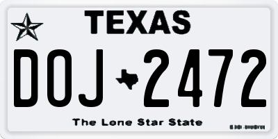 TX license plate DOJ2472