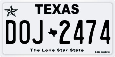 TX license plate DOJ2474