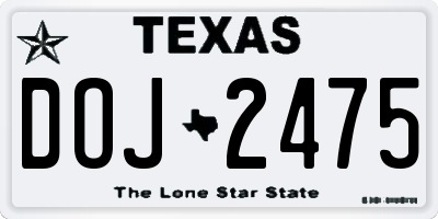 TX license plate DOJ2475