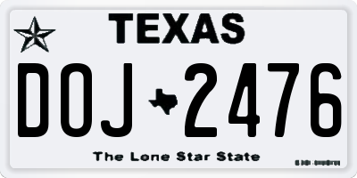 TX license plate DOJ2476
