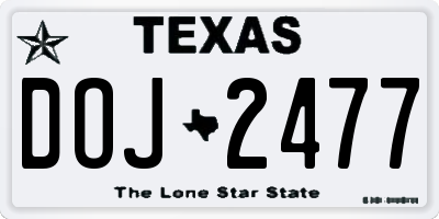 TX license plate DOJ2477