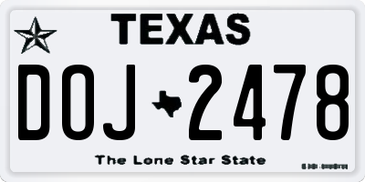 TX license plate DOJ2478