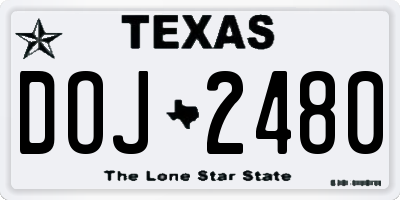 TX license plate DOJ2480