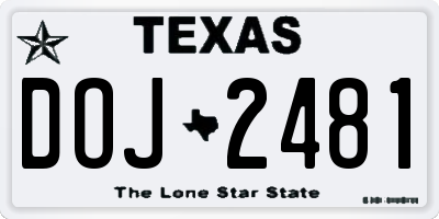 TX license plate DOJ2481