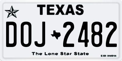 TX license plate DOJ2482