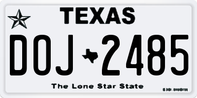 TX license plate DOJ2485