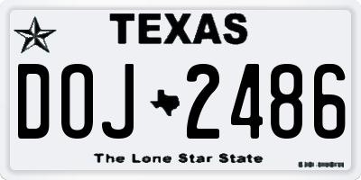 TX license plate DOJ2486