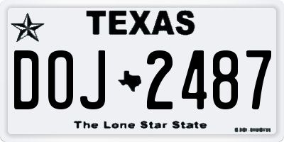 TX license plate DOJ2487