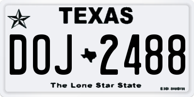TX license plate DOJ2488