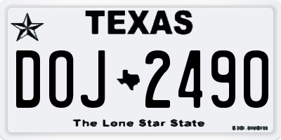 TX license plate DOJ2490
