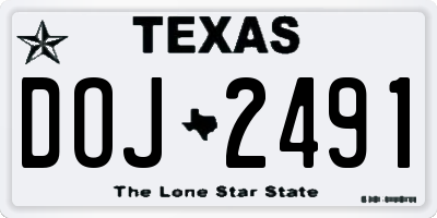 TX license plate DOJ2491